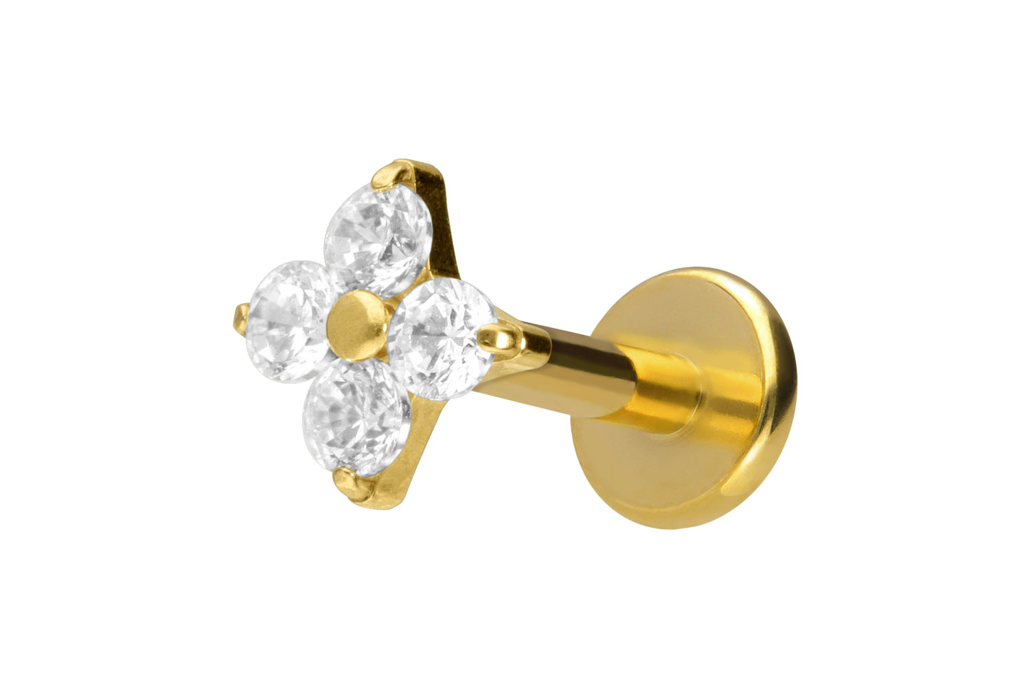 Titan Labret Piercing mit Innengewinde KRISTALLBLUME